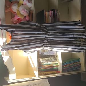 Black and off white striped dress